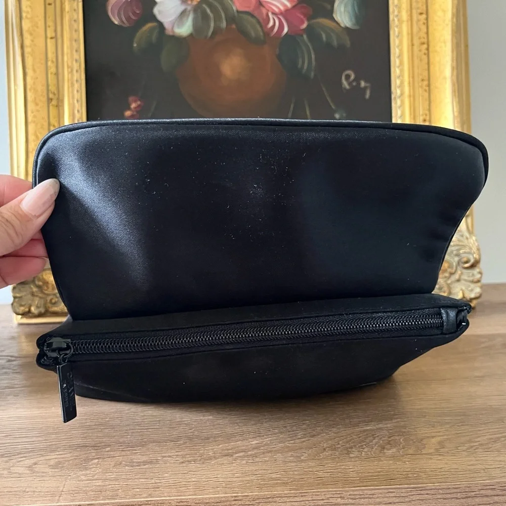 CHANEL Black Satin cosmetic parfume pouch